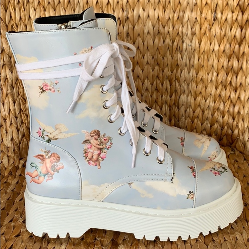 💕New Baby Blue Cupid Combat Boots💕